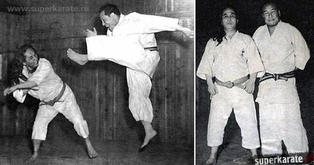 Масутацу Ояма и Гоген Ямагути (двухцветный пояс)