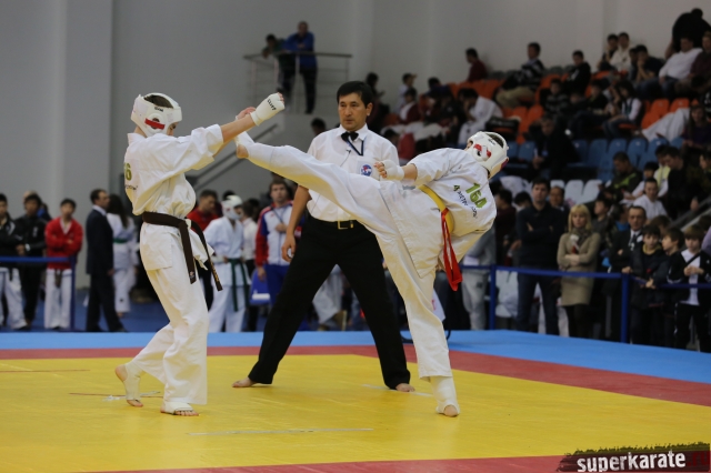 Поединок по киокусинкай между юношами на Первенстве мира Поединок по киокусинкай между юношами на Первенстве мира