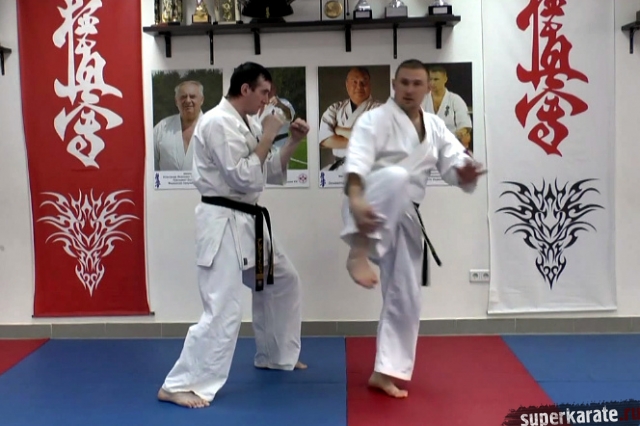 Внезапный старт удара Уширо гери Внезапный старт удара Уширо гери