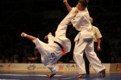 Красивый нокаут изящной женской ножкой