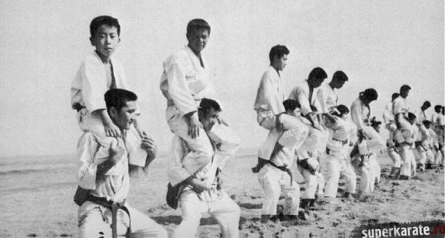 Каратисты киокушина тренируются на природе