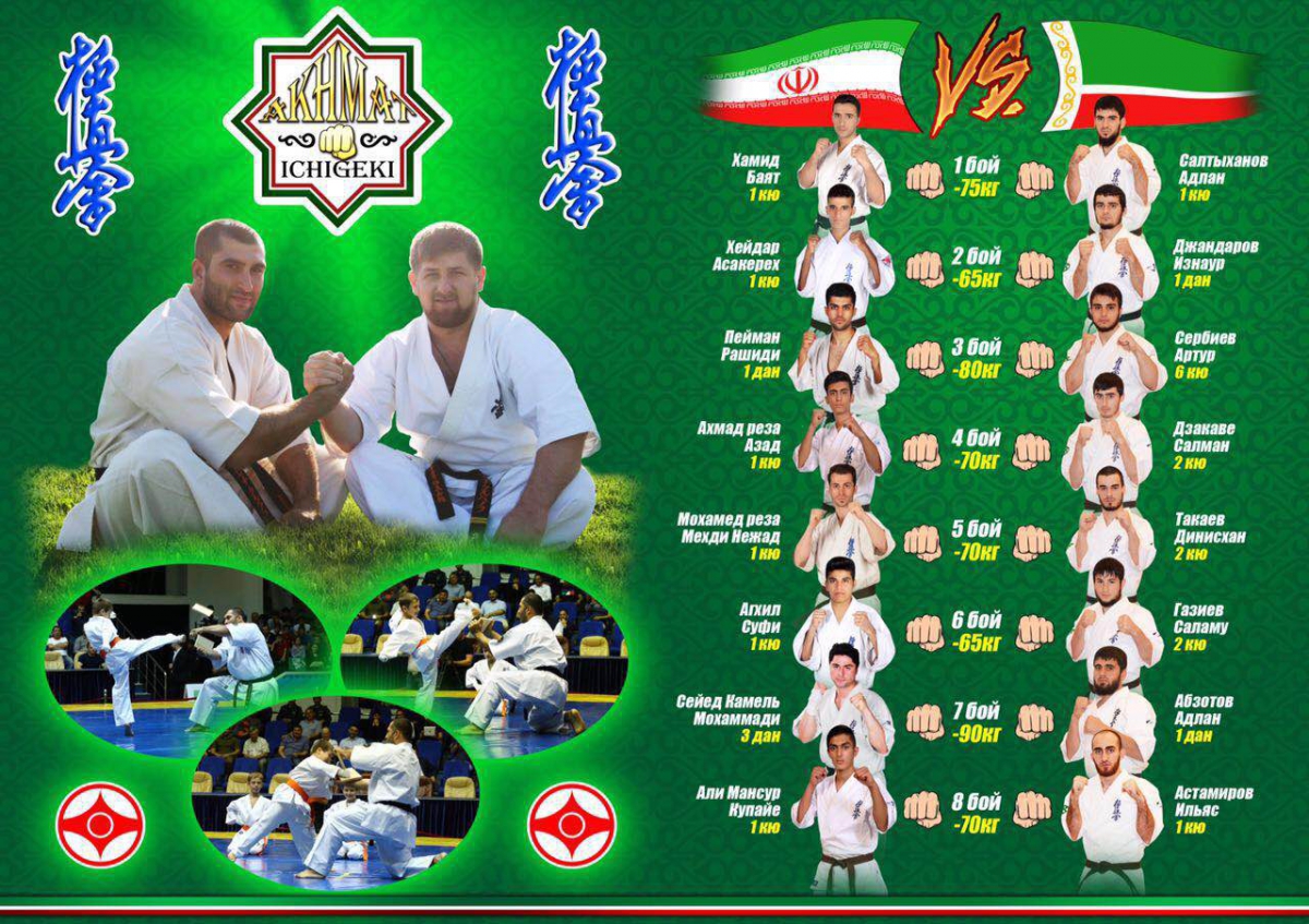 Матчевая встреча по киокусинкай сборных команд Чеченской Республики и Ирана